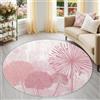 Generic Tappeto rotondo lavabile, per soggiorno, 80 cm, romantico, floreale, a pelo corto, con petali rosa, linee botaniche, antiscivolo, per camera da letto, in stile francese
