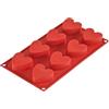 Pavoni Stampo Silicone MULTIPORZ. Cuore 8 Impronte FORMAFLEX 300X175 Rosso Mattone PAVO