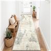 SOANNY Tappeto Passatoia Astratto Lavabile 80x300 cm, Beige-Grigio | Moderno, Pelo Corto, Super Morbido, Antiscivolo, Corridoio, Ingresso, Cucina, Camera da Letto, Lavanderia, Ufficio