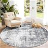 SOANNY Tappeto Rotondo Astratto Lavabile 120 cm, Grigio Chiaro | Moderno, Pelo Corto, Super Morbido, Antiscivolo, Soggiorno, Camera da Letto, Cameretta, Sala da Pranzo, Ufficio