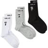 KARL LAGERFELD Uomo K/Ikonik 2.0 Socks (3 Pack) Nero/Bianco/Grigio 35-38