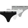 KARL LAGERFELD Donne Logo Brief (3 Pack) Nero/Bianco/Grigio L