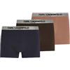 KARL LAGERFELD Uomo Metallic Elastic Trunk Set(3 Pack) Marina/Caffè/Malto XS