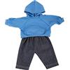 small foot 11779 Vestiti per Bambole, Felpa Blu con Cappuccio e Pantaloni Effetto Jeans, a Partire dai 2 Anni
