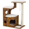 Feandrea Tiragraffi, Albero per Gatti di Truciolato Alto 86 cm, con Grotta, Posatoi, Colonna e Tappeto Graffiatoio in Sisal, Lavabili Tappeti in Pelliccia Sintetica, Marrone Vintage PCT70HW