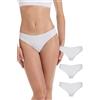Lovable Slip Brasiliano Pacco da 3 | Mutandine in Microfibra Taglio al Vivo | Laser Cut Invisibili sotto i Vestiti |Intimo Second Skin Micro Donna x3, Bianco, M