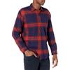 Amazon Essentials Camicia in Flanella a Maniche Lunghe Uomo, Blu Scuro Arancione Motivo Quadri Grandi, XS