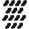 Amazon Essentials Calzini alla Caviglia in Cotone Unisex Bambini e Ragazzi, 14 Paia, Nero, L (8-12 anni)
