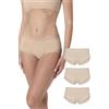 Lovable Culotte e Parigamba | Pacco da 3 Mutandine Slip Fianco Largo in Microfibra e Pizzo | Morbide e Confortevoli | Intimo Lacy Micro Donna x3, Nudo Chiaro, M