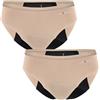 Lovable Slip da Ciclo Mestruale Flusso Abbondante | Mutande Invisibili in Microfibra, Lavabili e Riutilizzabili | Bi-Pack Period Panties Donna x2, Cipria, M