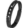 s.Oliver Bracciale in Acciaio inox pelle ragazzi bambini Gioielli da braccio, 16,5+1,5 cm, bicolore, Fornito in confezione regalo per gioielli