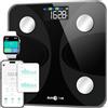 RunStar Bilancia pesapersone e percentuale grasso, Bilancia smart digitale e precisa con ampio display, Analizzatore di 13 dati di composizione corporea, Sync App