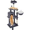 Yaheetech Albero Tiragraffi in Sisal Naturale e Truciolato 48,5 cm × 40,5 cm × 145 cm Torre per Gatti con Posatoio Gioco Condominio Grigio Scuro