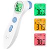 femometer Termometro frontale a infrarossi contactless per neonati adulti, digitale, 2 in 1 a lettura immediata, allarme febbre, display LCD, richiamo memoria con ora esatta, bianco