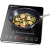 AMZCHEF Piastra ad induzione,AMZCHEF piano Cottura a induzione elettrica con superficie in vetro cristallo nero, design portatile ultrasottile, controllo touch sensor e blocco di sicurezza,2000W