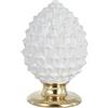 Baroni Home Pigna Siciliana Colorata, Pigna Decorativa in Porcellana Dipinta a Mano, Soprammobile Salotto e Ufficio, 8,5x8,5x14 cm (S), Bianco e Oro