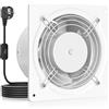 HG Power Ventola Aspirazione 150mm - Ventola Bagno Silenziosa con Valvola di non ritorno, Regolatore di velocità, Spina, Aspiratore Industriale per Cucina Garage Seminterrato, B-Bianco