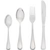 Baroni Home Set 24 pz Posate da Tavola in Acciaio Inox, Posate Color Argento con Manico Stondato per 6 Persone, Lavabili in Lavastoviglie, Forchetta, Coltello, Cucchiaio, Cucchiaino da The o Dolce