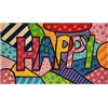 Baroni Home Zerbino da Esterno Ingresso Casa in Cocco Dipinto a Mano in Stile Siciliano 70x40 cm Facile da Pulire e Super Resistente, HAPPY