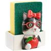 Baroni Home PortaSpugna Cucina Lavello, Porta Spugna Lavandino Cucina, Spugna Lavapiatti Inclusa, Gatto con Fiocco, 8x5,5x12cm