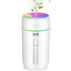 Kissleaf Mini umidificatore da 250 ml, per camera da letto/cameretta dei bambini/piante, luce a 7 colori, 6H, lunga durata, 28 dB, silenzioso, batteria di tipo C, umidificatore elettrico (bianco)