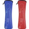 Vicloon 2 Pezzi Borsa per Posate da Viaggio, Portatile con Chiusura Lampo, in Neoprene, per Viaggi, Campeggio, Scuola, Picnic, 20 x 6 cm (Rosso/Blu Scuro)