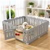 MAMIZO Recinto per Cani da Interno Esterno alto 60cm, Box per Cani 7+1 PCS Pannelli, Recinzione Gatti Pieghevole, Recinto Gatti in Plastica con Cancello, Incluse Ventose e Ancoraggi a Terra, Grigio