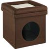 Baroni Home Cuccia Cane, Cuccia Gatto, Pouf Pieghevole per Cani e Gatti Con Cuscino Sopraelevato, Colore Marrone, Misure 38x38x42 cm