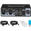 Depusheng Interfaccia audio USB con driver ASIO, 24 bit 192 Khz, Phantom Power + 48 V, bassa latenza per la registrazione domestica, compatibile con PC/MAC (2 canali)