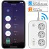 Ciabatta Smart Wi Fi 3 Prese USB Controllo da smatphone APP TUYA MULTIPRESA