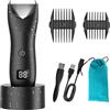 Favrison Rasoio Elettrico Corpo Uomo, Rasoio Parti Intime Uomo con Lama in Ceramica | Tutto in uno, IPX7 Impermeabile Depilatore Intimo Corpo Donna Body Groomer Tagliacapelli con Display LCD e Dock di Ricarica