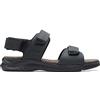 Clarks Sandali da uomo Hapsford CreekFisherman, Pelle martellata nera, 44.5 EU