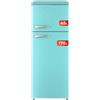 EVVO Frigorifero 2 ante F45 Retro Blu Pastello, frigorifero 170 litri, congelatore 45 litri, design vintage, cassetto Crisper Zone, privo di gas CFC, silenzioso (Blu pastello)