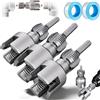 Drbrrly 4 in 1 Water Pipe Wrench & Threader Tool, Integrated Internal External PVC Pipe Threading Set for 1/2 And 3/4 Pipes, Drill Driven Plumbing Repair Kit for Broken Pipe Extraction (Silver)
