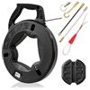 Techfection 30m Sonda Elettricista Sonda Tiracavi Cavo Estrattore Cavi Fibra di Vetro | Sonda Passacavi, Fish Tape 3,8mm, incl. 6 Adattatori, Per Cavi Elettrici Tubi Vuoti, con Scatola con Impugnatura