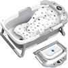 ITMNMNL Vaschetta Bagnetto Neonato Pieghevole,Vasca Neonato Bagnetto,Bagnetto Neonato,Vasca per Bambini Portatile Multiuso con Tappetino Antiscivolo e Foro di Scarico (Grigio)
