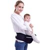 ThreeH Cintura porta bebè 15mm Cuscino da seduta Cintura regolabile Tre tasche Sgabello comodo per la vita BC27 Navy