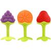 Faroby Giocattoli per la dentizione del bambino Massaggiagengive in morbido silicone a forma di frutta, uva, fragola, arancione, 3 pezzi