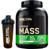 Optimum Nutrition Serious Mass Proteine Whey in Polvere per la Massa Muscolare con Vitamine Creatina Glutammina Gusto Biscotti e Panna 2,73kg 8 Porzioni + Shaker