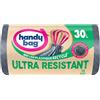 Handy Bag - Sacchetti per rifiuti con manici scorrevoli ultra resistenti, 30 l x 15 sacchetti - Ultra protezione: trama e pellicola a triplo spessore - Fondo a prova di perdite - Massima tenuta - 100%