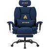 Symino Sedia Gaming con Poggiapiedi, Reclinabile 150°, Braccioli Regolabili in Altezza, Rivestimento in Similpelle, Portata 150 kg