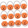 Cabilock Set di Portacaramelle A Forma di Lanterna di Zucca Decorazioni di Halloween Fatte A Mano 12 Mini Secchielli di Zucca con Manici