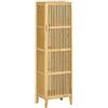 HOMCOM Mobile Bagno Stretto in Bambù con 4 Ripiani 40x30x140 cm Naturale