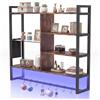 GIANTEX Mensola da Parete a 6 Livelli, Mensola Sospesa con Luci LED RGB, Funzione Timer, 8 Ganci e Tasca Laterale Rimovibile, per Cucina, Bar e Soggiorno, 107 x 24 x 96 cm (Marrone-con Luci)