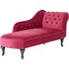 Beliani Chaise Longue in Velluto Bordeaux Versione Destra Stile Chesterfield
