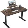 Radlove Scrivania elettrica regolabile in altezza con supporto per monitor, display LED, 140 x 76 cm scrivania in piedi, scrivania regolabile per home office e ufficio, marrone