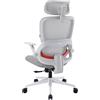 SIHOO B100SE Sedia da Ufficio Ergonomica, Supporto Lombare, Poggiatesta Largo, Braccioli Regolabili, Rete Traspirante, Inclinazione Schienale 90-135°, Bianco Nuvola (senza Poggiapiedi)
