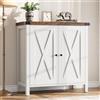 Salutmeuble Credenza da cucina, Sideboard con 2 porte, credenza da soggiorno con ripiani regolabili, stile casa di campagna per cucina, sala da pranzo, 76 x 40 x 80 cm (bianco e marrone)