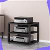 IMUNKT 3 4 5 Livelli Mobile Componenti Stereo, HiFi Rack Audio AV Tower Media Stand, Rack Amplificatore Supporto Per Giradischi, Regolabile Mobiletto Portaoggetti, Legno & Metallo(Black,3 Tier-50X40X4