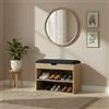 EDAXO BOXIMO Scarpiera con panchina, 60 x 30 x 47 cm, rivestimento in MDF e poliestere, panca con vano portaoggetti, porta scarpe per ingresso (marrone)
